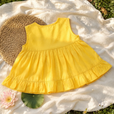 Newborn Baby Girl Embroidered Yellow Wrap Dress - Lotus Pond