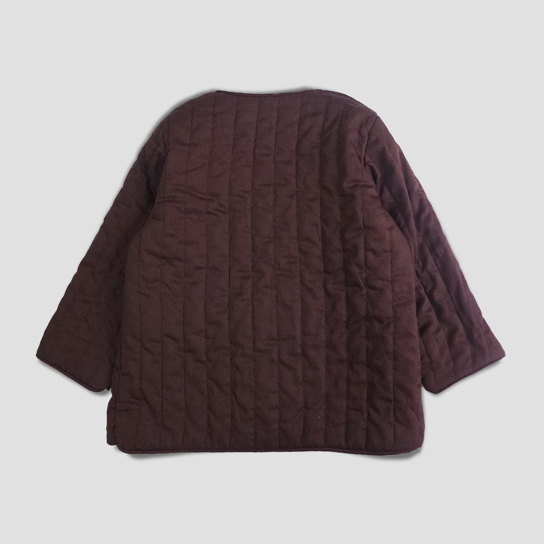 Keebee Organic Cotton Choco Brown Button Up Quilted Jacket
