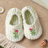 Baby Girl Embroidered Green and White Shoes - Home Sweet Home
