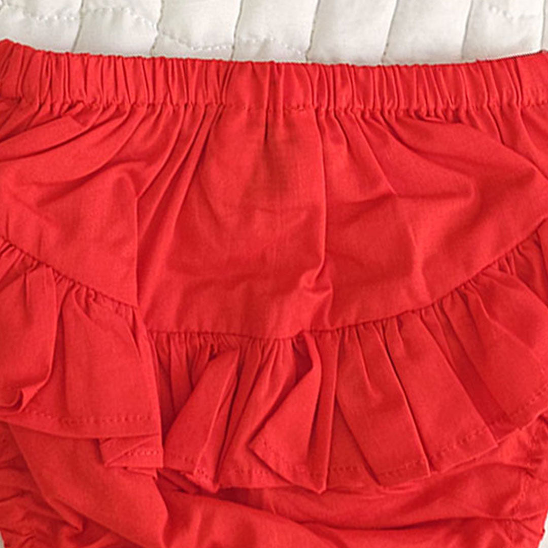 Keebee Organic Cotton Ruffled Baby Girl Bloomer - Red