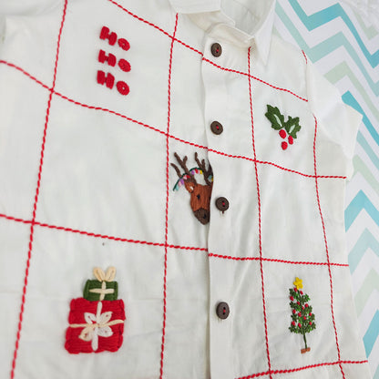 Embroidered Half Sleeve Shirt - Holiday Tic-Tac-Toe