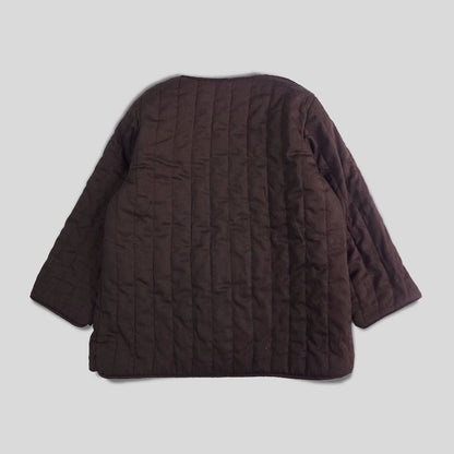 Patchwork Choco Brown Button Up Quilted Jacket