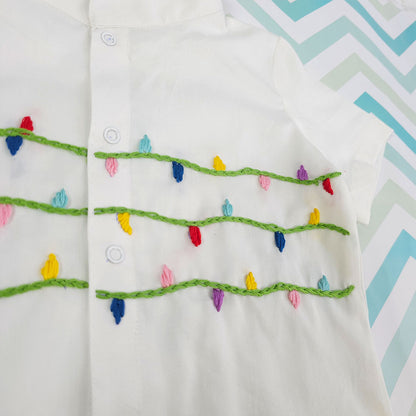 Embroidered Half Sleeve Shirt - Twinkling Lights