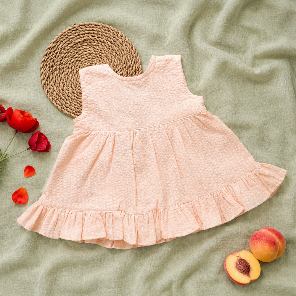 Newborn Baby Girl Embroidered Sweet Peach Wrap Dress - Poppy Field