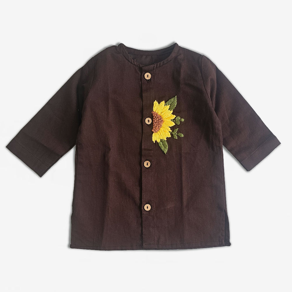 Newborn Baby Boy Choco Brown Kurta Set - Sunflower