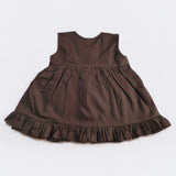 Baby Girl Embroidered Choco Brown Wrap Dress - Birdcage Garden
