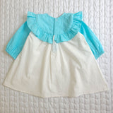 Embroidered Turquoise Blue and White Dress and Accessories Set - Garland of Flowers