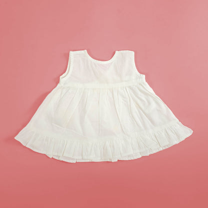 Embroidered Newborn White Wrap Dress - Honeycomb