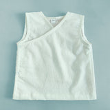 Kimono Wrap Style Solid Textured Baby Jabla Set - White