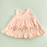 Baby Girl Embroidered Sweet Peach Wrap Dress and Accessories Set -Poppy Field