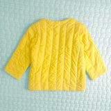 Embroidered Yellow Button Up Quilted Jacket - Starry Bright