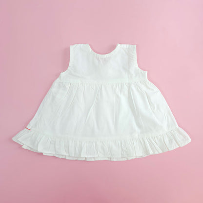 Embroidered Newborn White Wrap Dress - Hearts