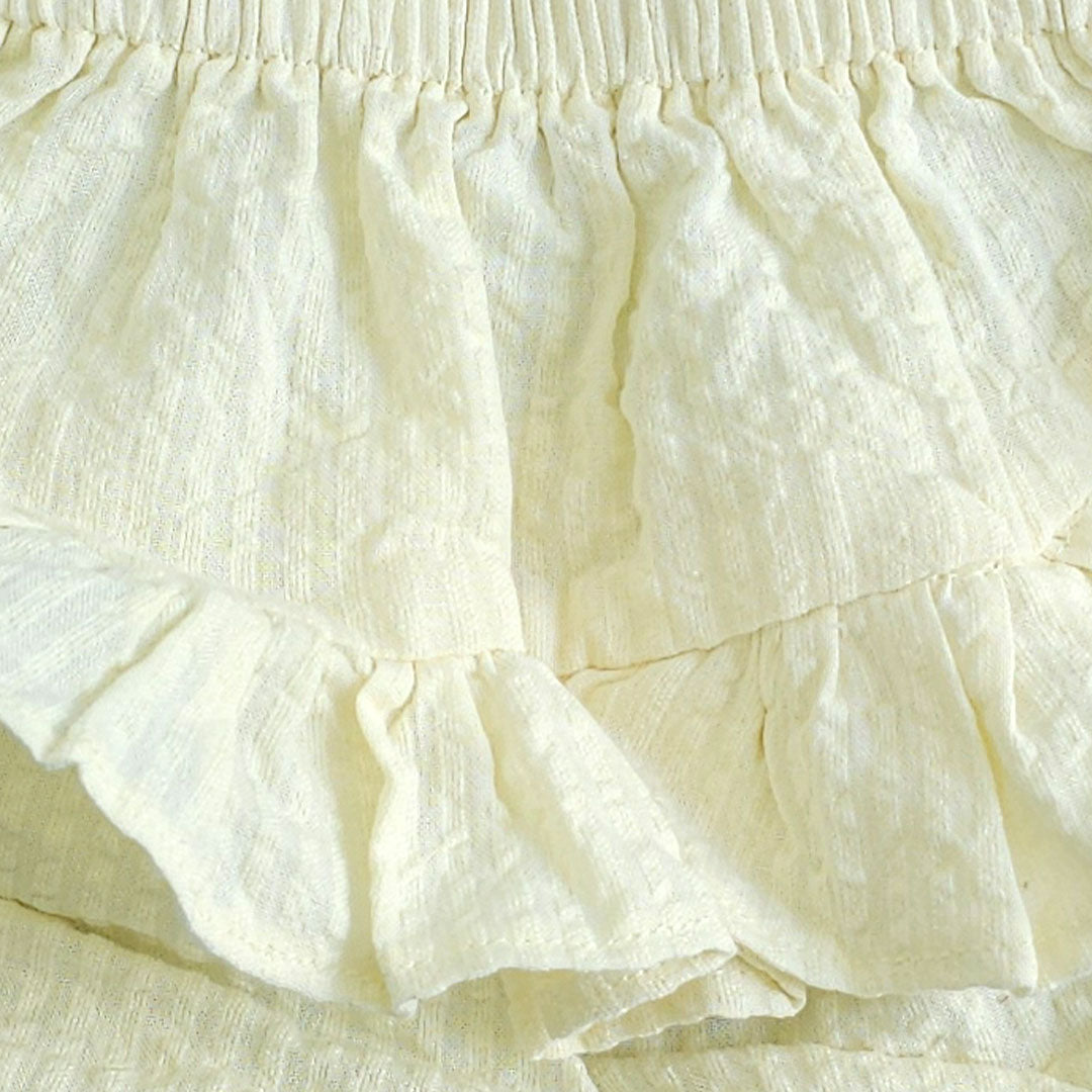 Keebee Organic Cotton Ruffled Baby Girl Bloomer with Textures - Yellow