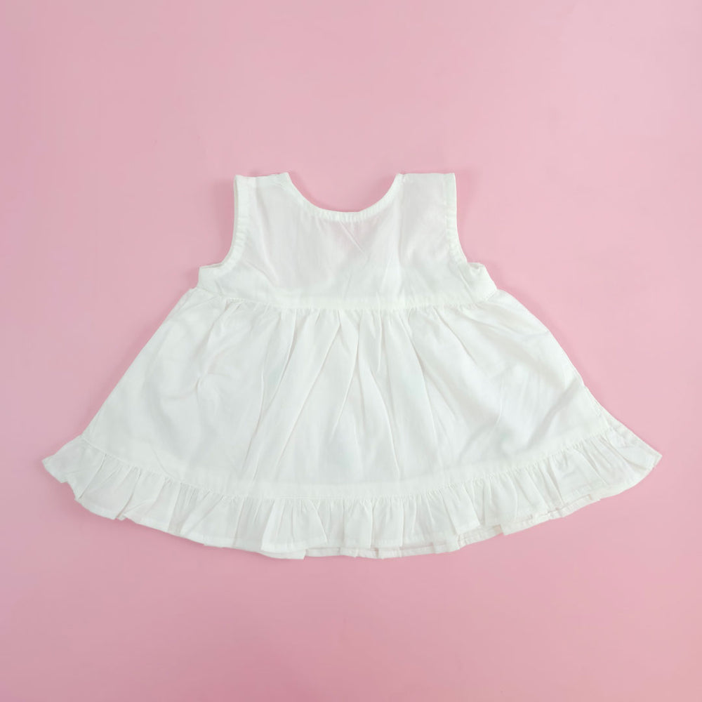 Embroidered Newborn White Wrap Dress - Tulip