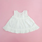 Embroidered Newborn White Wrap Dress - Tulip
