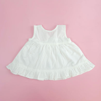 Embroidered Newborn White Wrap Dress - Tulip