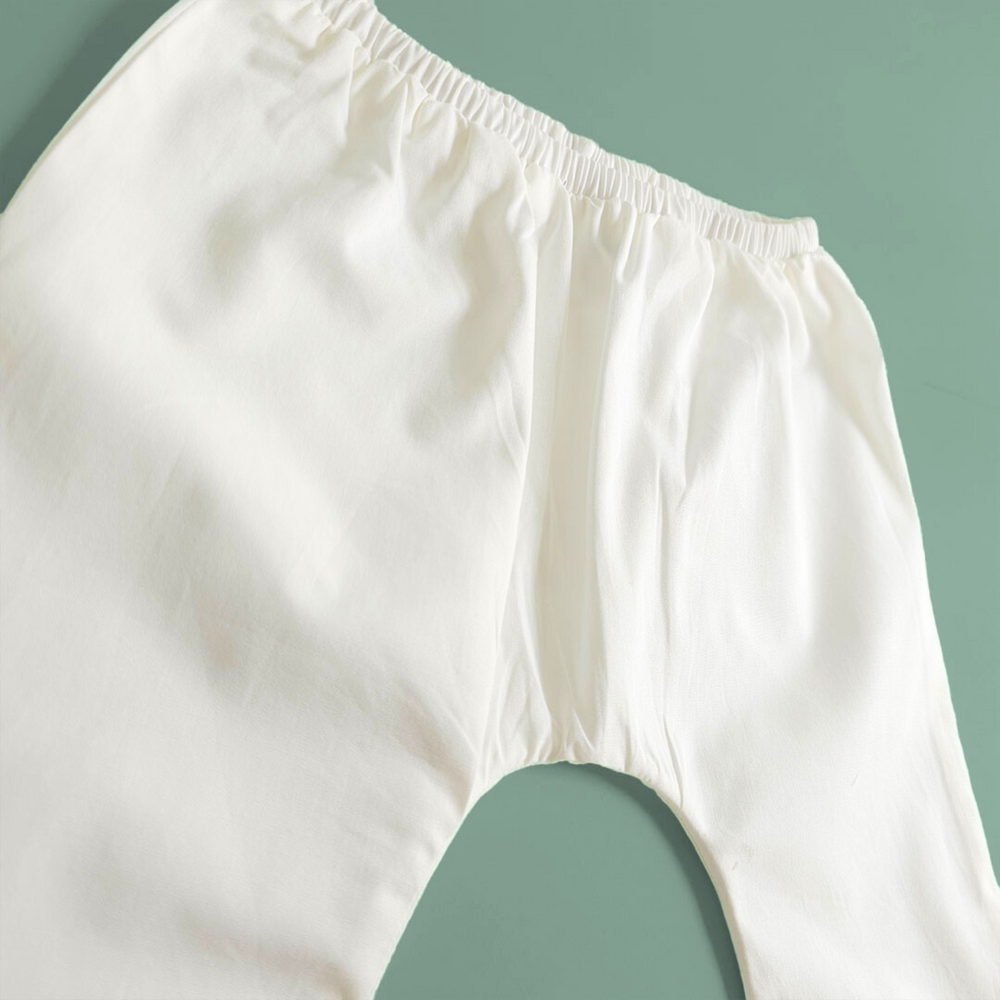 Unisex Baby Elastic Waist Diaper Pants - White
