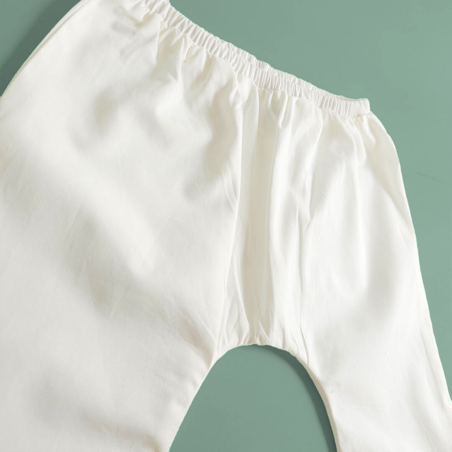 Keebee Organic Cotton Elastic Waist Solid Diaper Pants - White