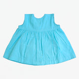 Embroidered Newborn Turquoise Blue Button Up Dress - Pockets
