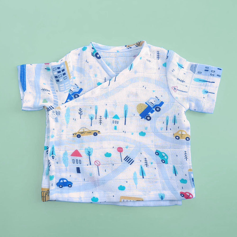Muslin Printed White Jabla, Diaper Pants and Accessories Set - Tiny Town