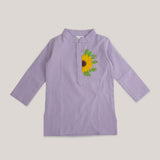 Baby Boy Embroidered Lilac Kurta paired with Pajama Pants - Sunflower