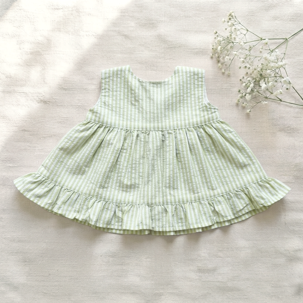 Newborn Baby Girl Embroidered Lime Green and White Wrap Dress - Home Sweet Home