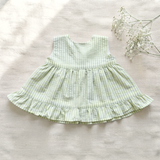 Newborn Baby Girl Embroidered Lime Green and White Wrap Dress - Home Sweet Home