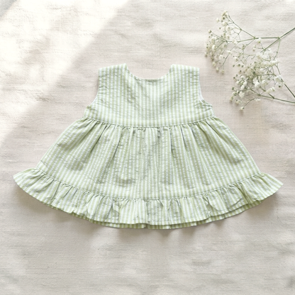 Embroidered Newborn Lime Green and White Wrap Dress - Home Sweet Home