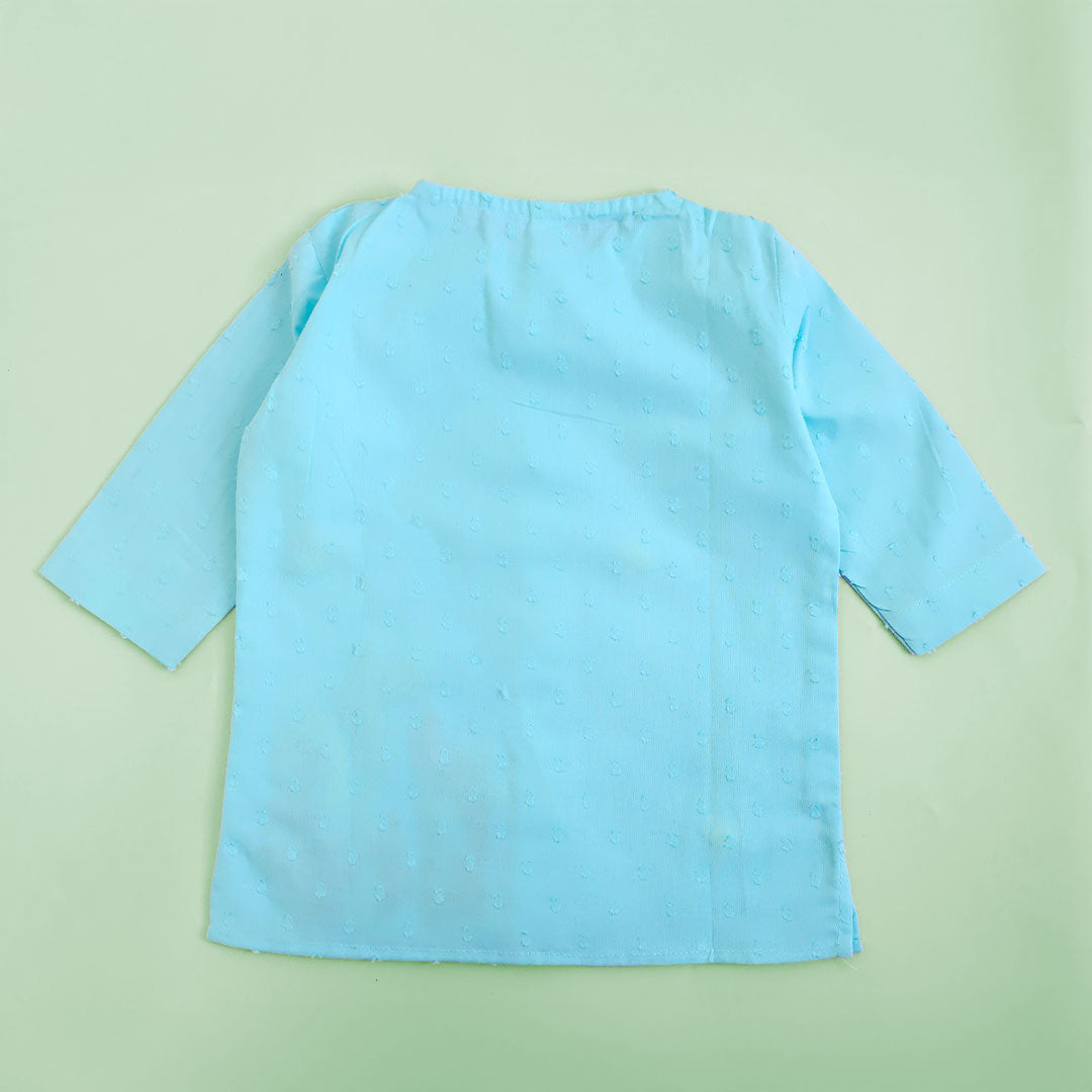 Keebee Organic Cotton Embroidered Turquoise Blue Newborn Kurta & Dhoti Pant Set – Flower Garden