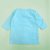 Newborn Baby Boy Embroidered Turquoise Blue Kurta & Dhoti Pant Set – Flower Garden
