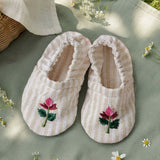 Baby Girl Embroidered Beige and White Shoes - Pink Bloom