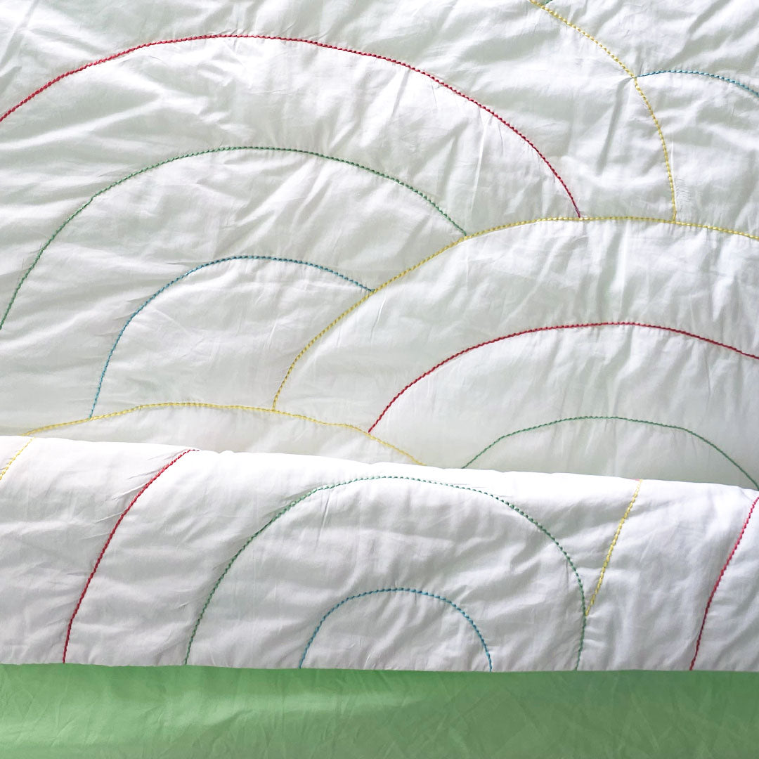 Keebee Organic Cotton Quilt - Rainbow and Green