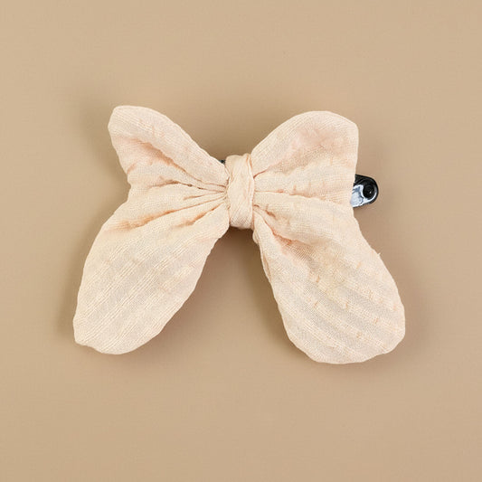 Keebee Organic Cotton Girls Butterfly Bow Hair Clip - Peach