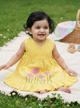 Baby Girl Embroidered Yellow Wrap Dress - Lotus Pond