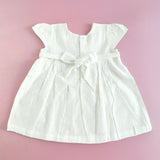 Textured Embroidered White Dress with Cap Sleeves - Paisley
