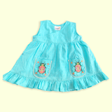 Baby Girl Embroidered Turquoise Blue Wrap Dress and Accessories Set - Bug In My Pocket