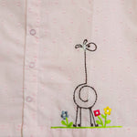 Organic Cotton Peach Embroidered Shirts - Giraffe