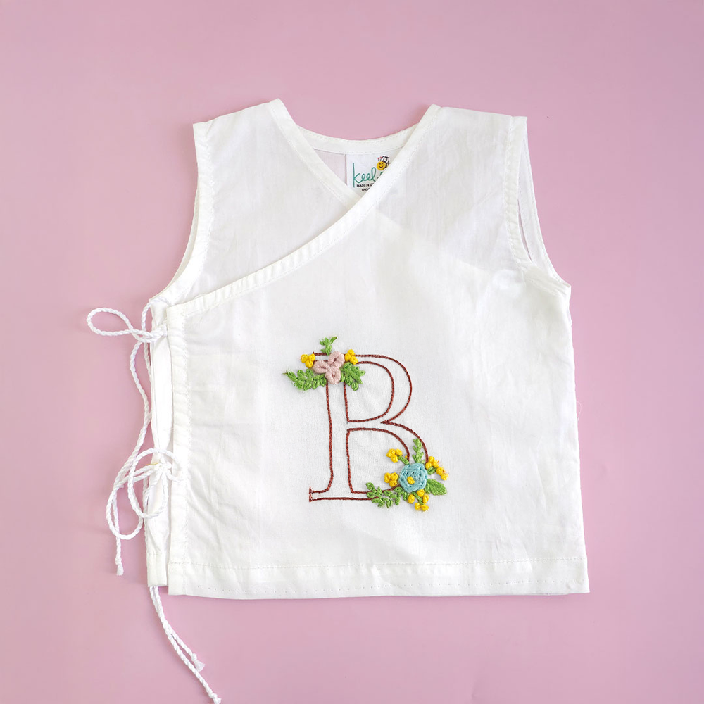 Unisex Baby Embroidered White Jabla - Your Baby's Initial