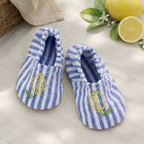 Unisex Baby Embroidered Blue and White Shoes - Lemons and Leaves