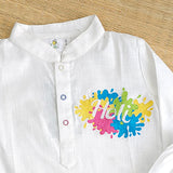 Boys Embroidered White Kurta paired with Pajama Pants - 'Holi'