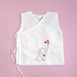 Embroidered White Jabla, Diaper Shorts & Accessories Set - Elephant
