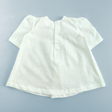 Textured Puff Sleeve Embroidered Dress - Flowers