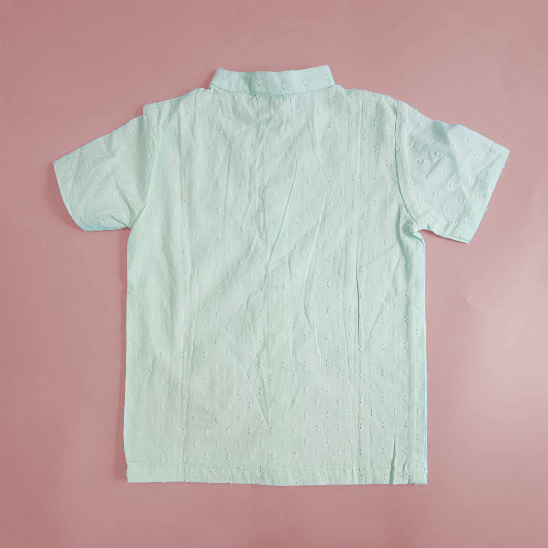 Keebee Organic Cotton Aqua Embroidered Shirt- Mushrooms Patch