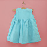 Hand Embroidered Turquoise Blue Dress with Pockets