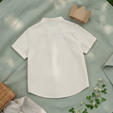 Boys Embroidered Beige and White Shirt - Frog the Prince