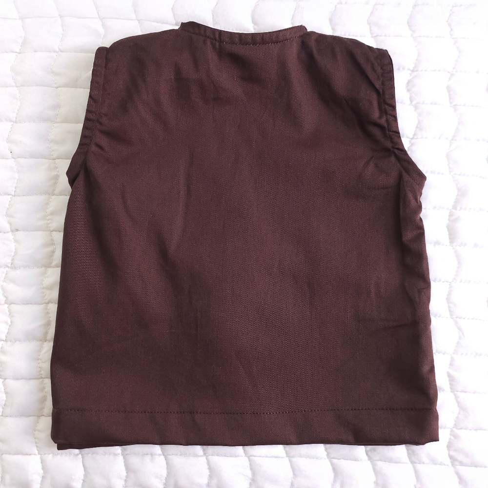 Unisex Baby Embroidered Choco Brown Jabla - Orange Bloom