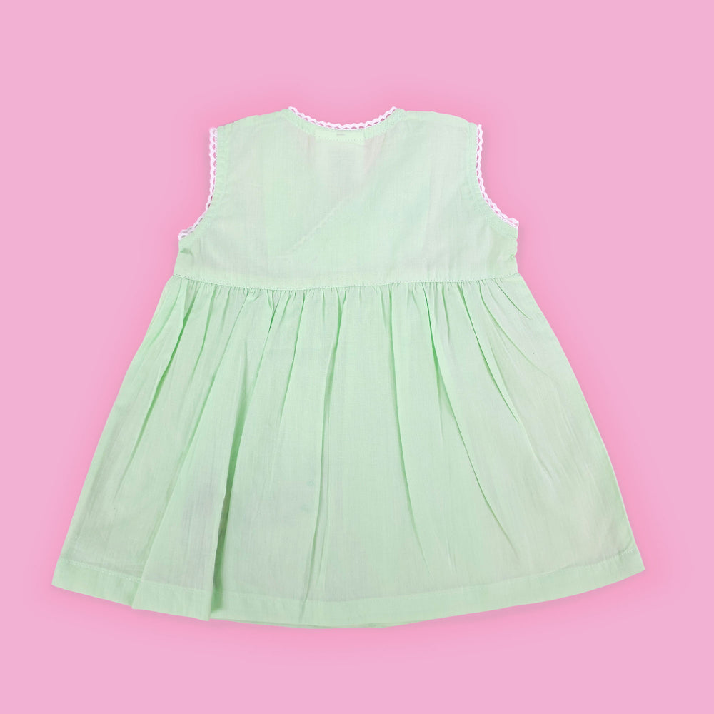 Keebee Organic Cotton Embroidered Green Overlap Dress - Bicycle