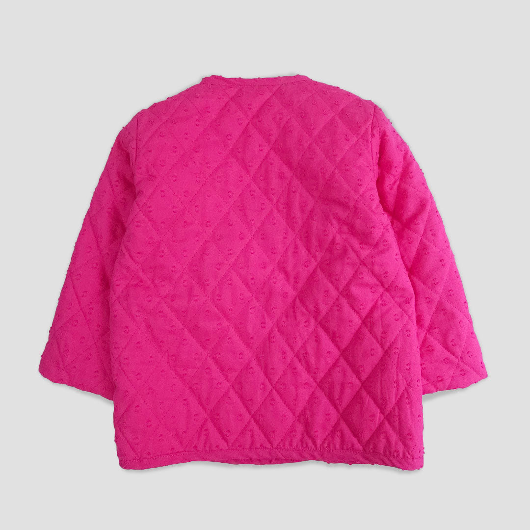 Keebee Organic Cotton Hot Pink Button Up Quilted Jacket