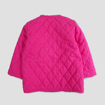Hot Pink Button Up Quilted Jacket