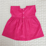 Embroidered Hot Pink Pocket Dress - Yellow Flowers